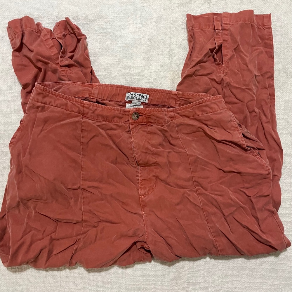 Democracy Women Terracotta Coral Tencel Lyocell Jogger Pants Size 8 Relaxed Fit